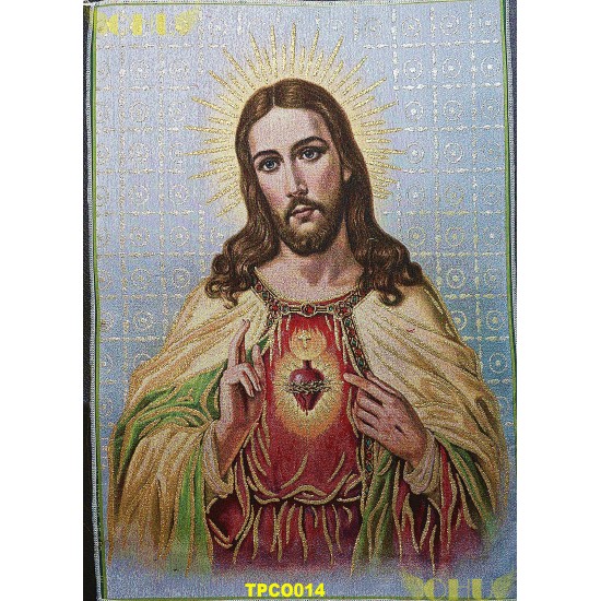 Tapisserie : Sacré-Coeur de Jésus en fil d'or (Version 2)